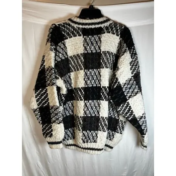 Otavalo Native American Wool L Hand Made in Ecuador Cardigan Chunky Knit - Picture 2 of 8